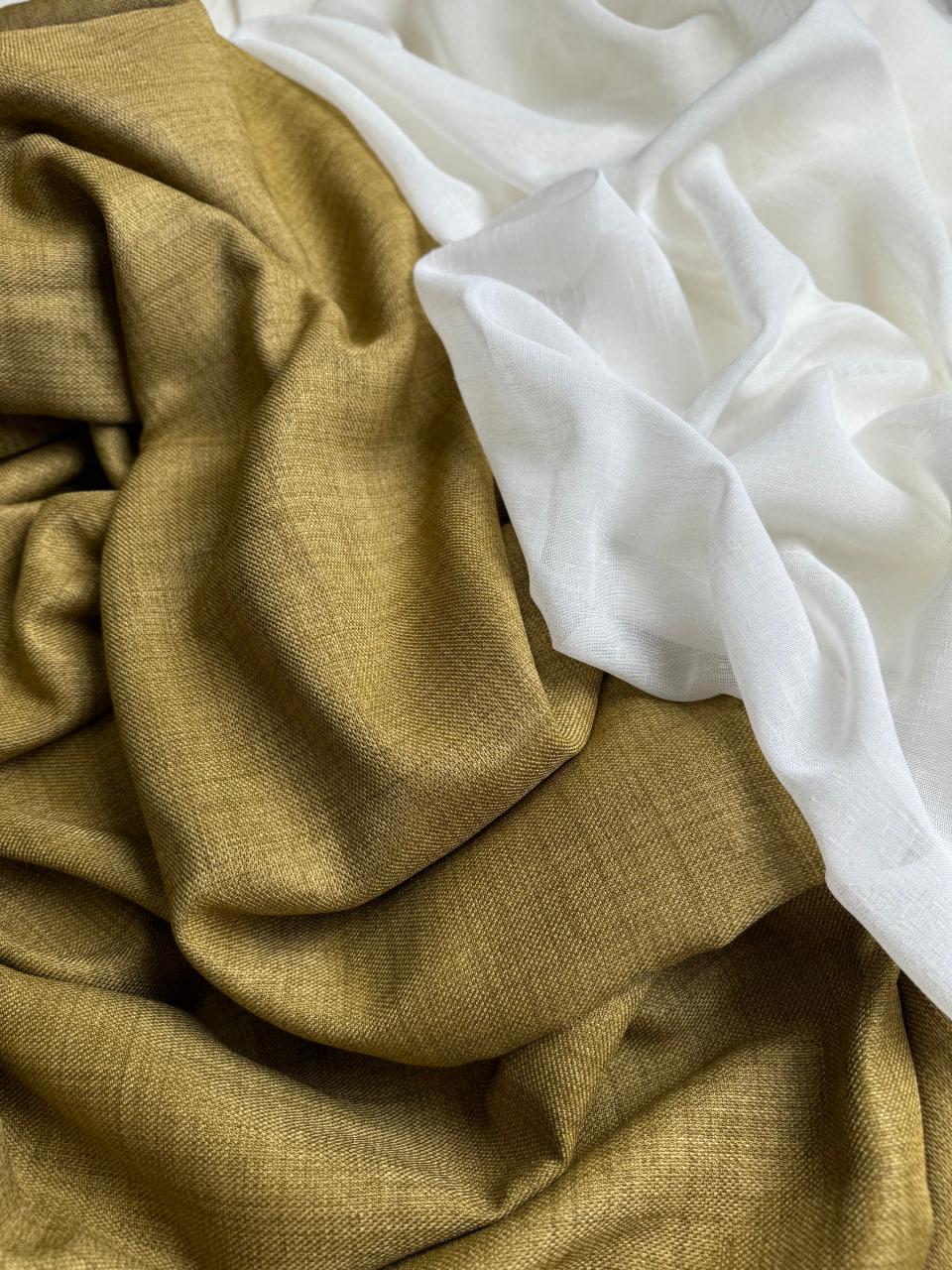 Тканина шторна льон блекаут Balat Штори Тут однотонна Жовтий