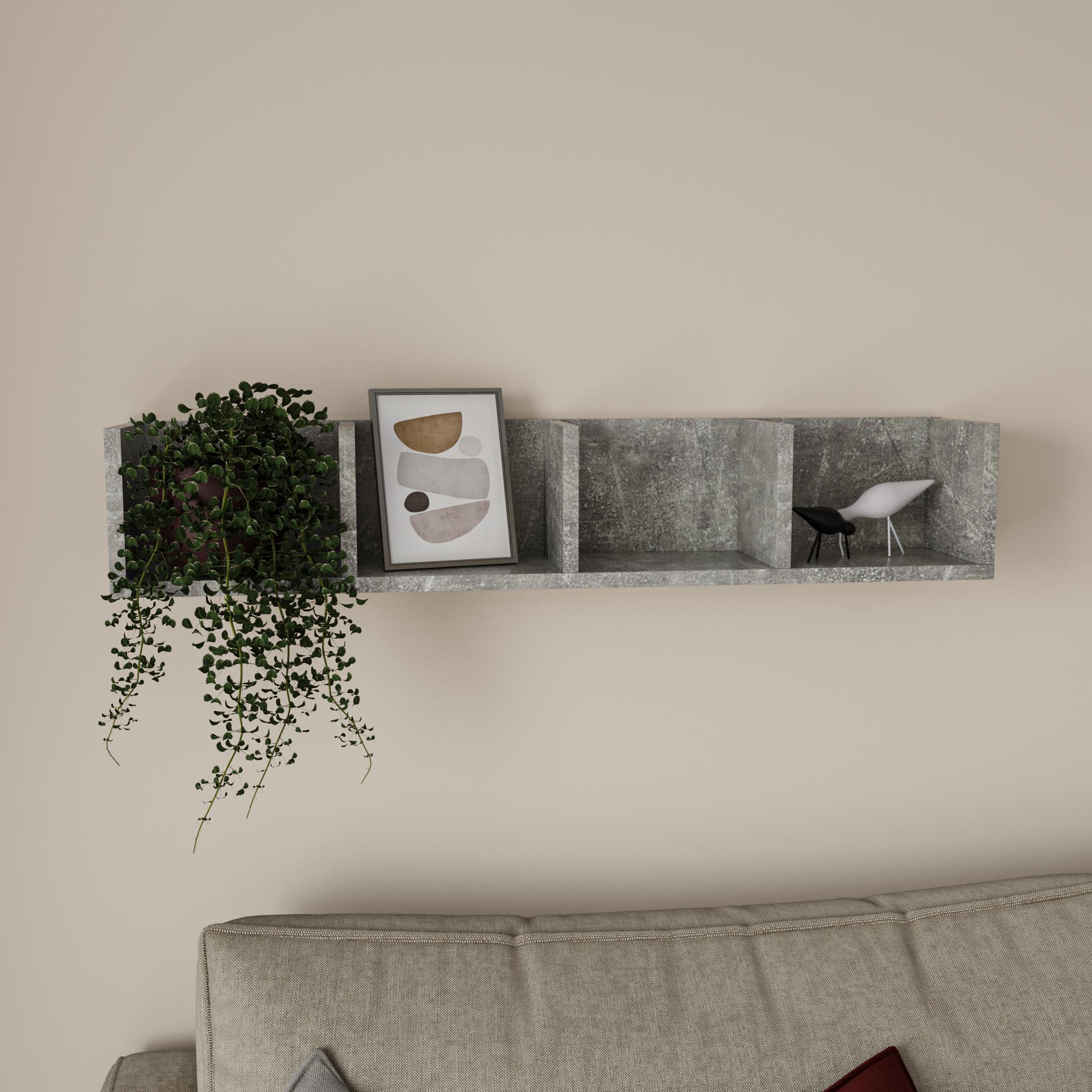 Полочка подвесная 914х166х166 мм на 4 открытых отдела Бетон (GT-31)