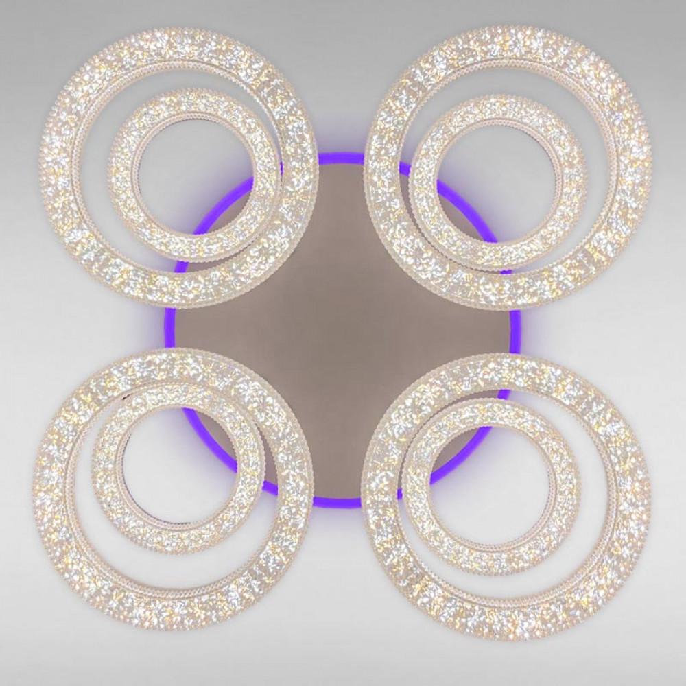 Люстра светодиодная Svet 228W с подсветкой корпуса 3000-6000К Белый (SC-3623B/4+4C WH+PK/BU/PL)