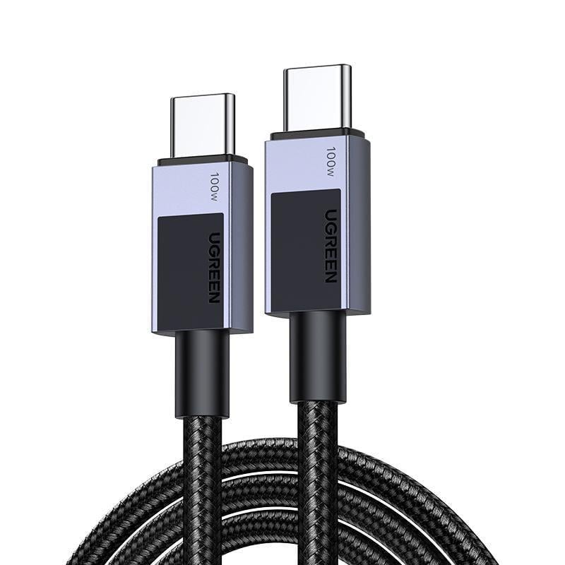 Кабель USB-C на USB-C Ugreen L512 1 м 100 Вт нейлоновий Сірий (45063)