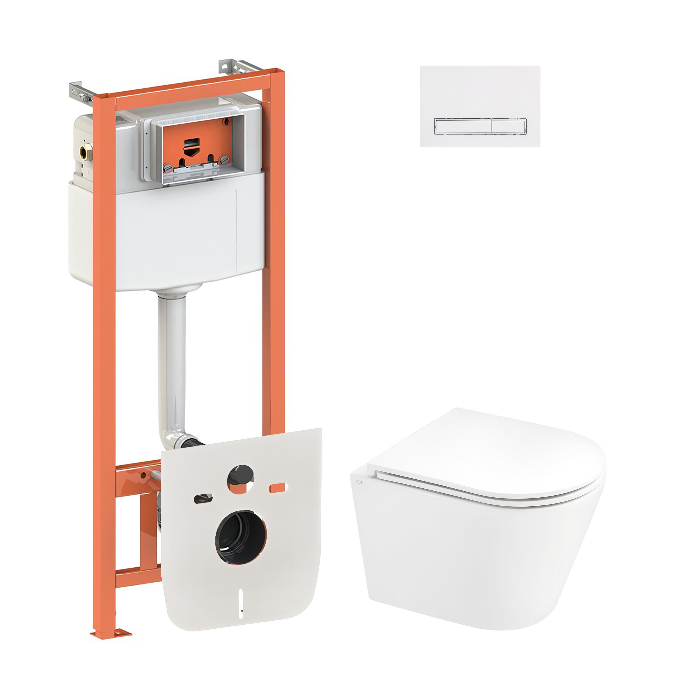Комплект инсталляции Q-tap Nest QT1433053ERW0133M425M08V1384W с унитазом кнопка Белый (124737)