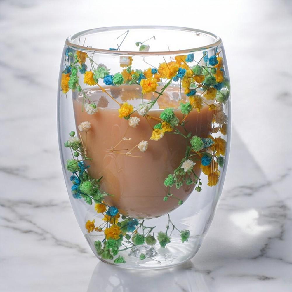 Склянка скляна з подвійними стінками Сухоцвіти 350 мл