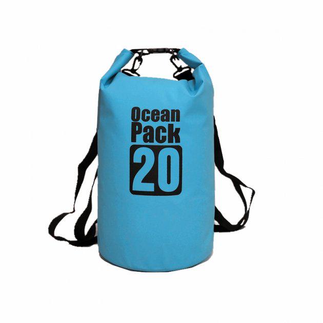 Водонепроницаемая сумка рюкзак гермомешок со шлейкой на плечи Ocean Pack 20 л Blue (553582615391)