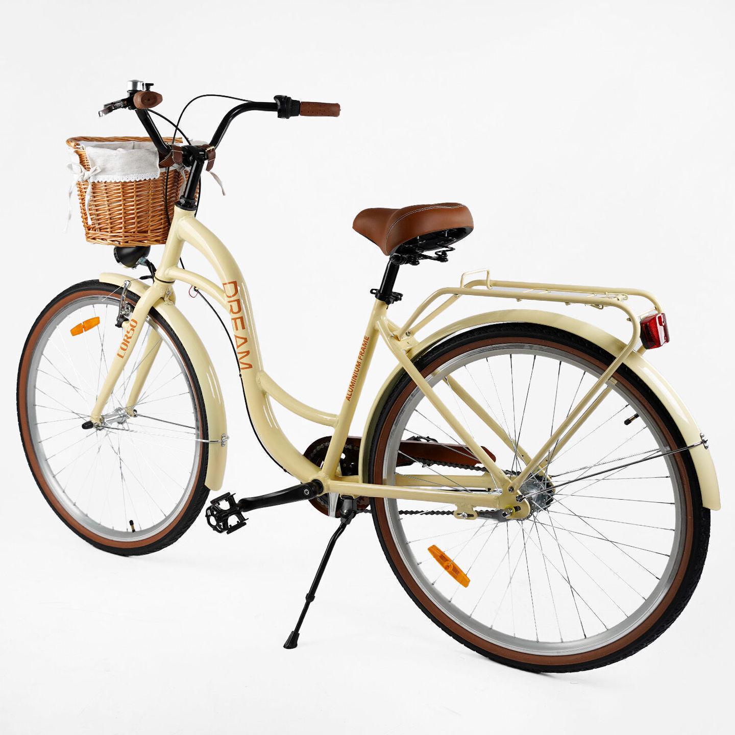 Велосипед городской алюминиевый CORSO Dream 28 дюймов с корзиной и багажником, рама 18" Бежевый - фото 3 Велосипед городской алюминиевый CORSO Dream 28 дюймов с корзиной и багажником, рама 18" Бежевый - фото 3