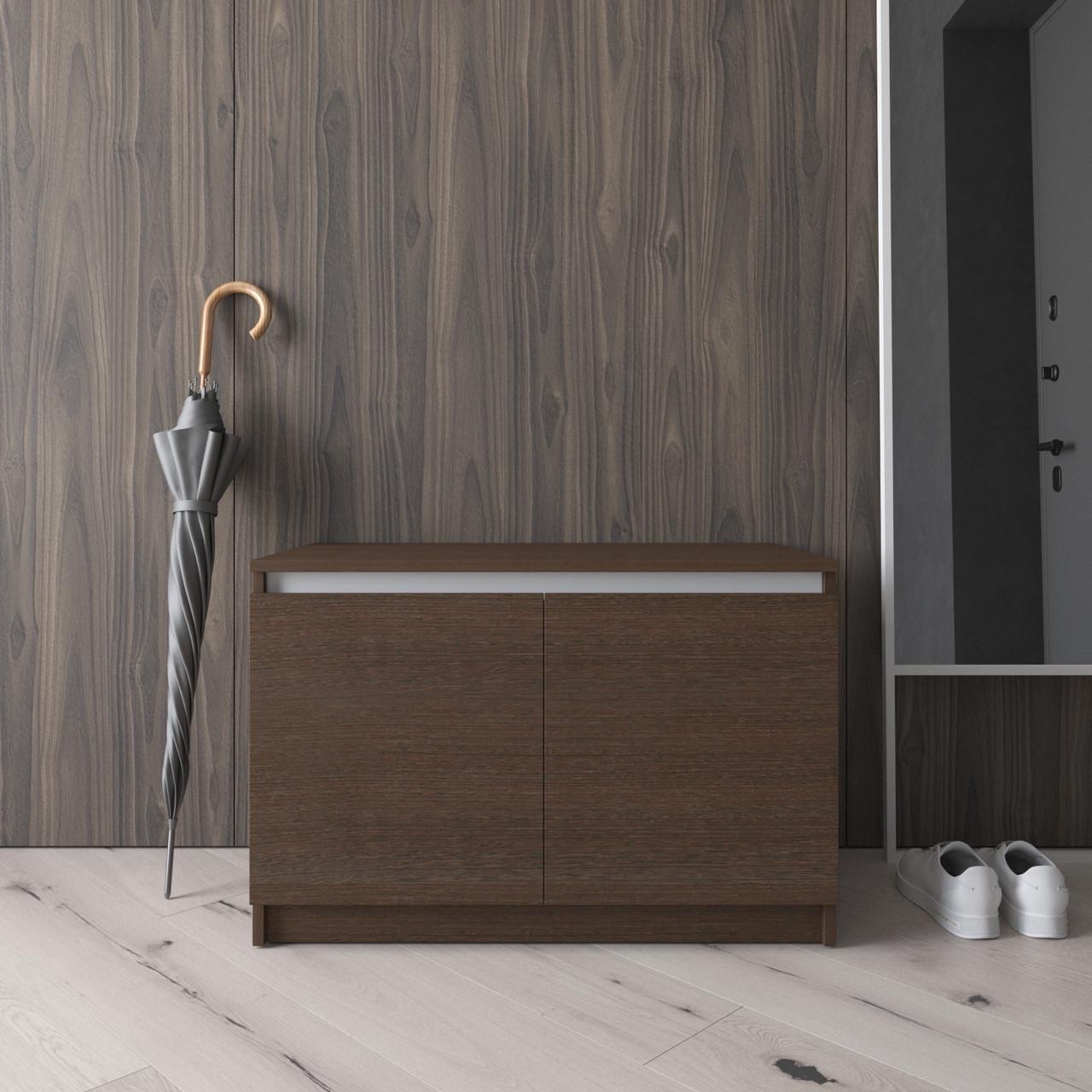 Тумба для обуви VAYS двухдверная 80х40х53 см Венге темный/Белый (30562608)