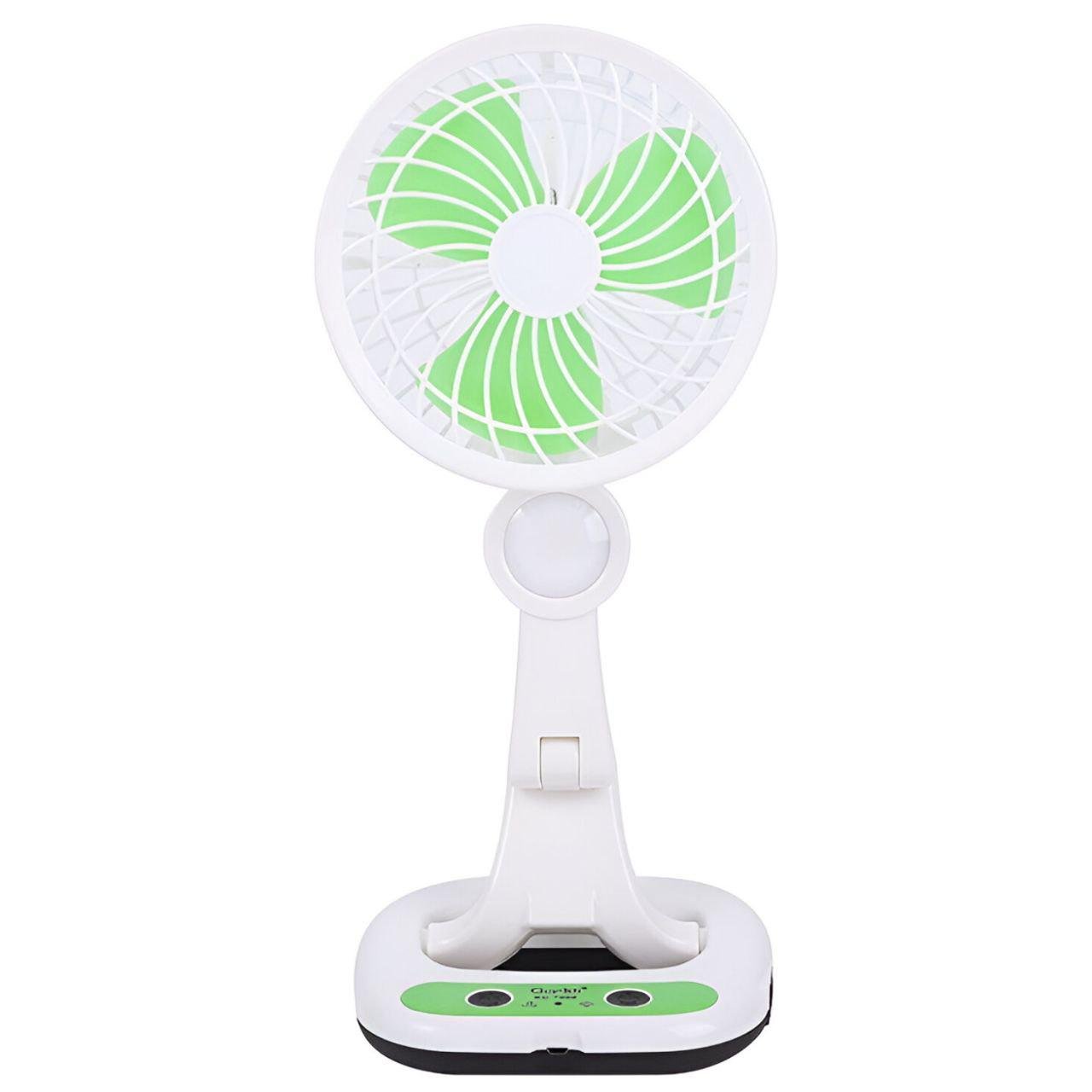 Вентилятор аккумуляторный складной 12441/МК с LED лампой Зеленый (32122927)