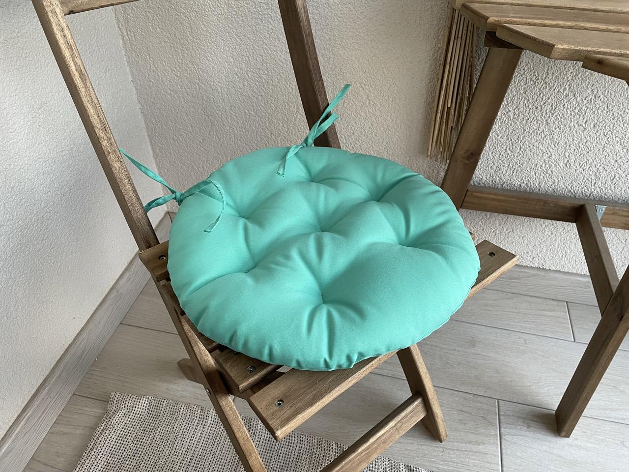 Подушка на стілець з зав'язками кругла Color 40х40х5 см Ментоловий - фото 1