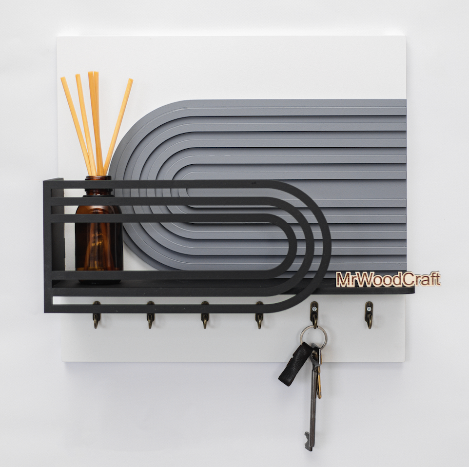 Ключница с полочкой Белый/Черный/Серый (001-001)