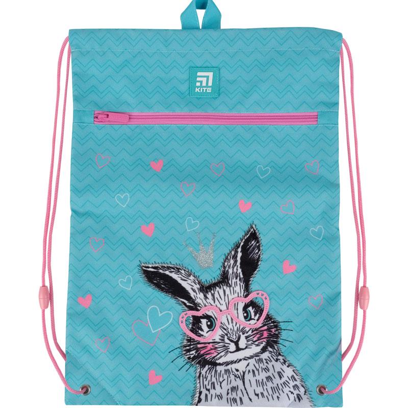 Сумка для обуви KITE Education Cute Bunny с карманом 46х33 см Бирюзовый (K21-601M-1)
