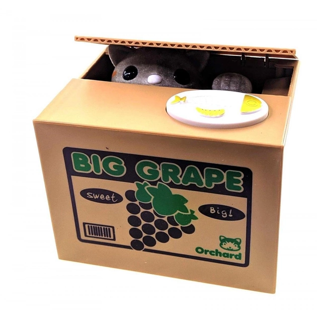 Скарбничка електронна UKC 8805 Крадійка монет у коробці Big Grape Кішка - фото 2