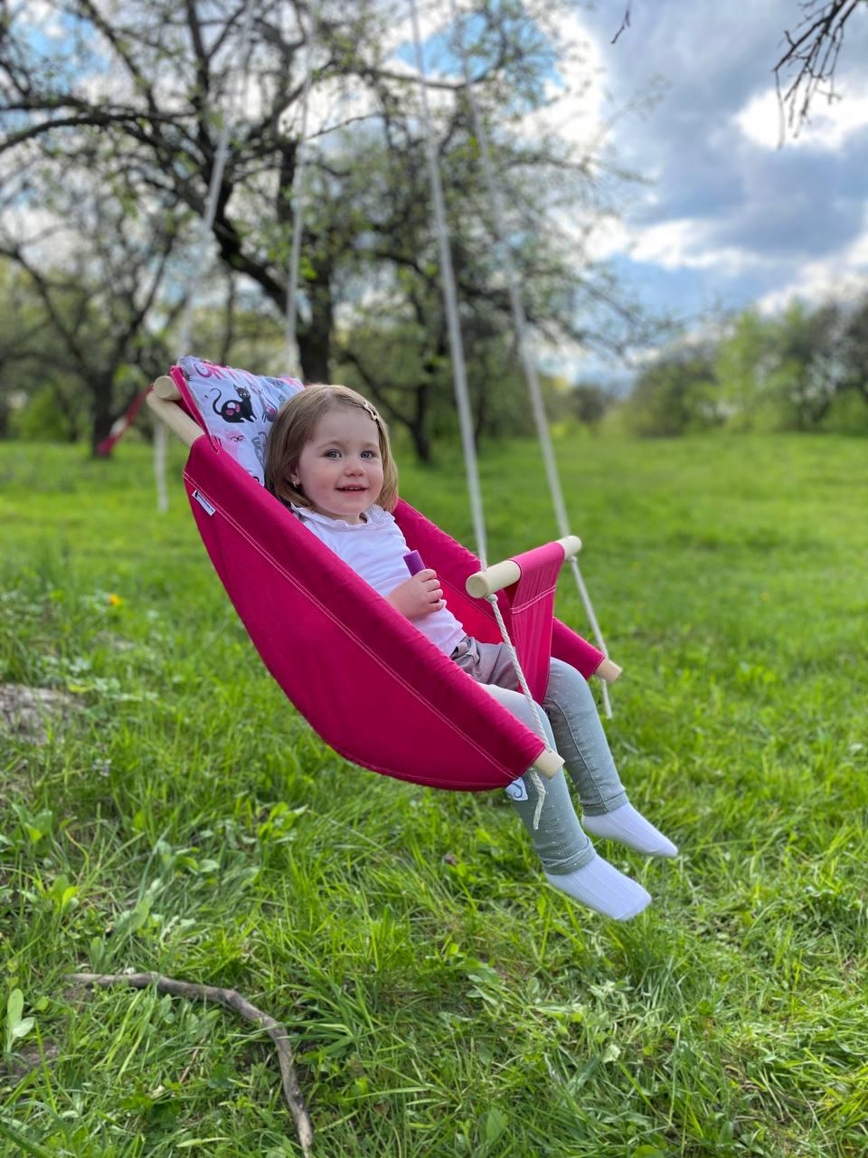 Дитяча гойдалка-колискова підвісна GoldSwing бавовна з котиками Рожевий (3006) - фото 2