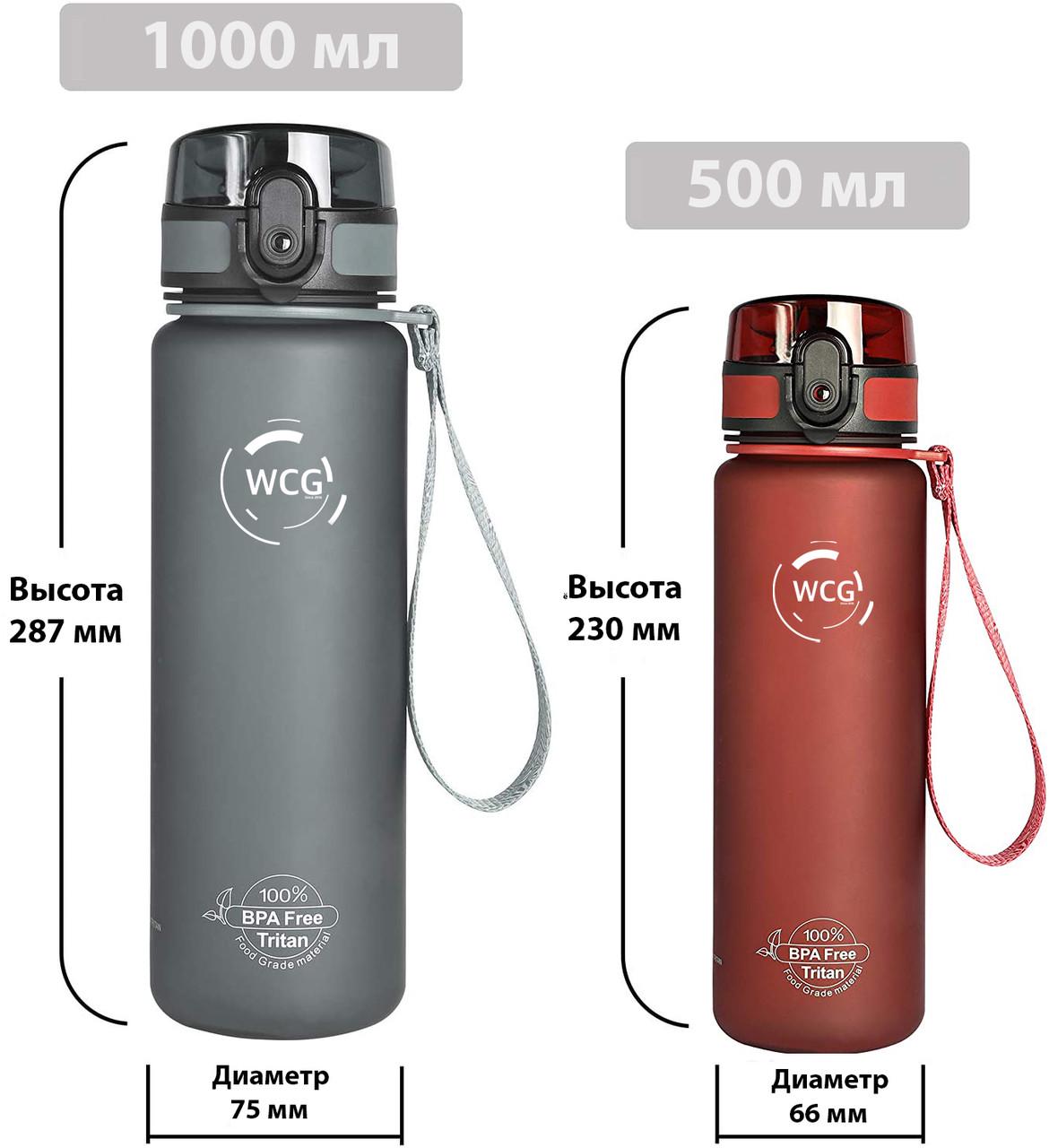 Пляшка для води спортивна WCG Tritan BPA Free герметична із ситечком 1 л Grey (WCG Grey-002) - фото 7