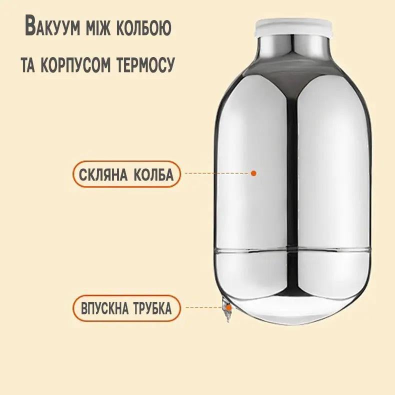 Термос кувшин DH-200 со стеклянной колбой для холодных и горячих напитков 2 л Белый/Золотистый (16503) - фото 6