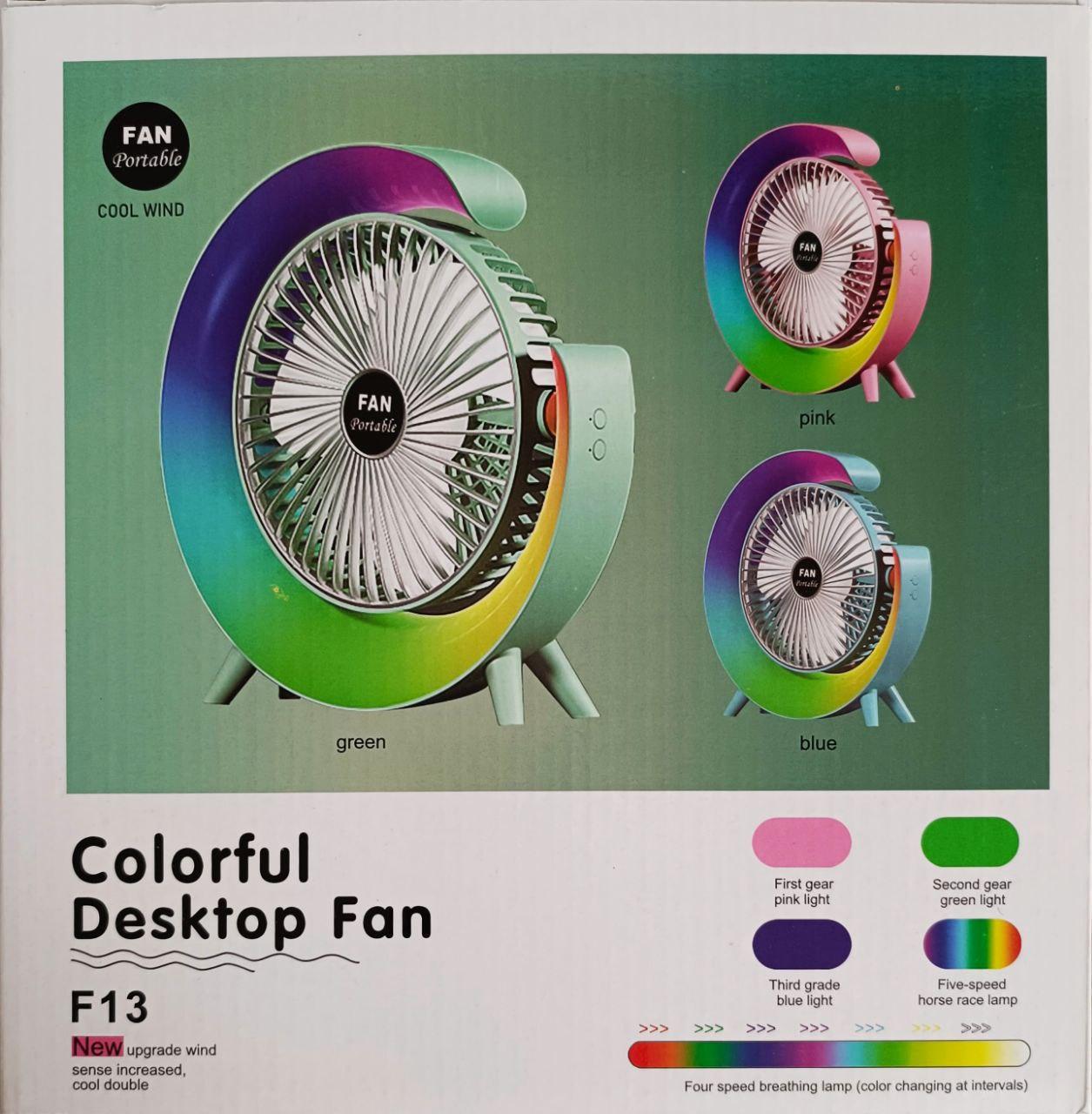 Вентилятор настольный F13 с аккумулятором и RGB подсветкой (2633809265) - фото 9 Вентилятор настольный F13 с аккумулятором и RGB подсветкой (2633809265) - фото 9