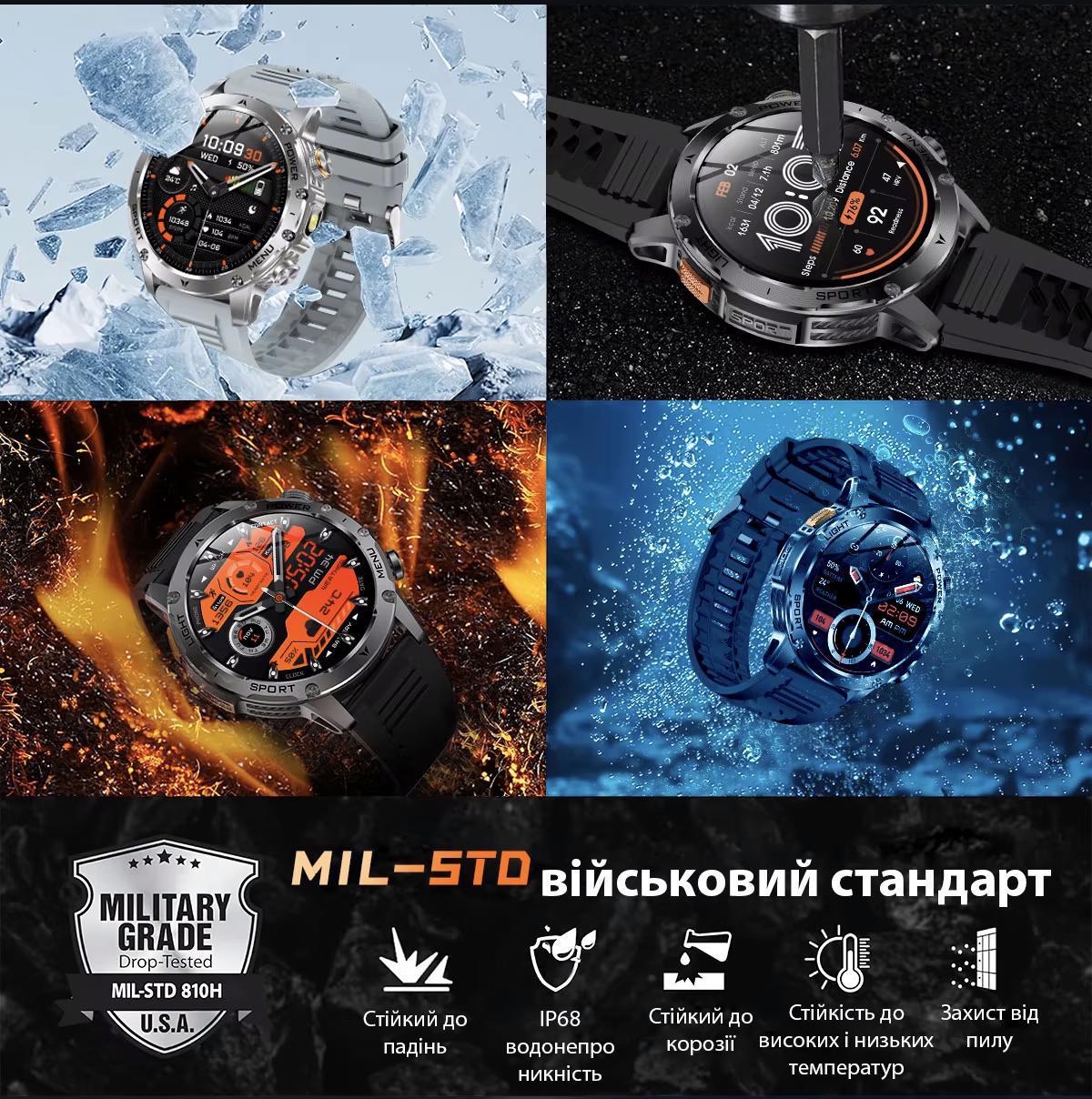 Смарт-годинник військовий Smart Power Ultra AK87 з двома ремінцями (29015269) - фото 9