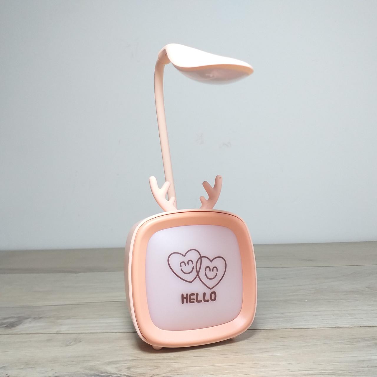 Лампа аккумуляторная настольная USB Hello 400 mAh Розовый (KG-12086) - фото 6