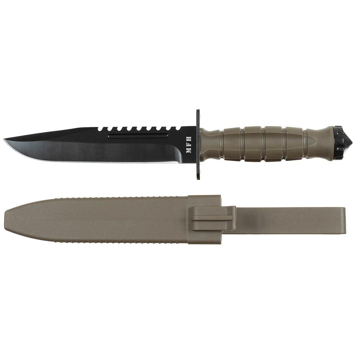 Ніж бойовий з пластиковою рукояткою MFH Kampfmesser в чохлі Olive (44160B)