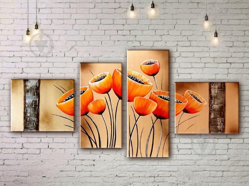 Модульная картина акрилом цветы маки ArtStar MKM17_4_009 размер 70 х 130 см