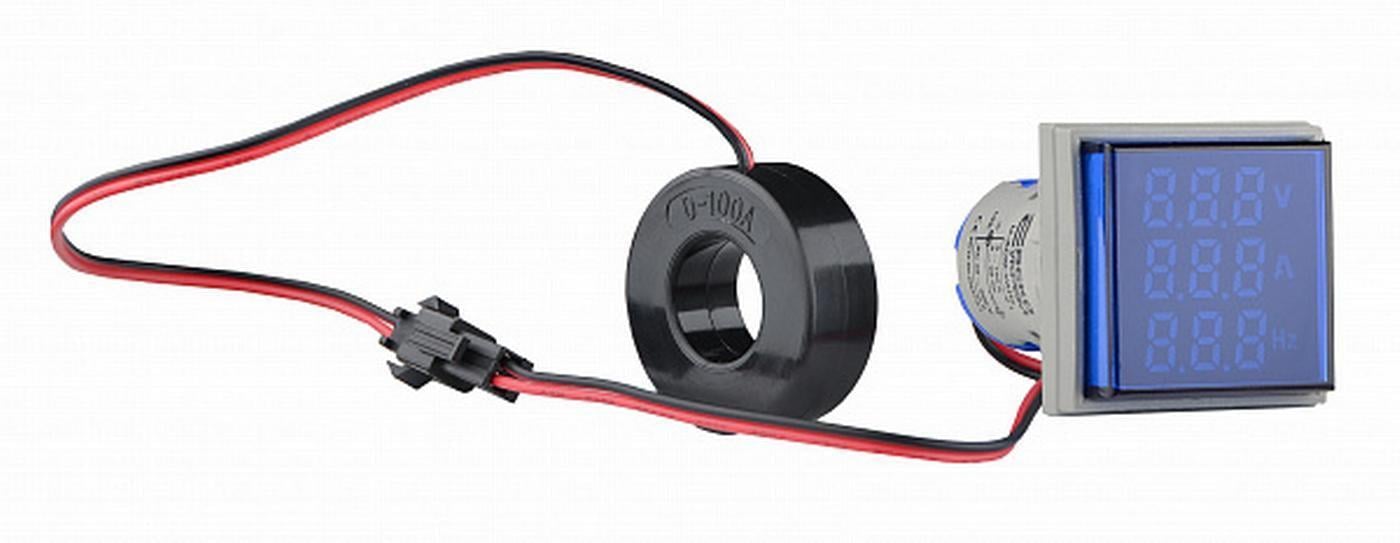 Светосигнальная арматура АСКО-УКРЕМ с индикатором напряжения АС тока и частоты серии U-ADM-VAHz квадратная ᴓ22 мм (00000055188)