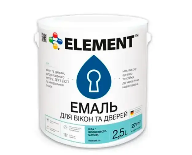 Емаль акрилова для вікон та дверей Element 2,5 л Білий (2594891014)