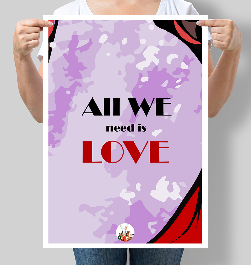 Постер мотивирующий "All we need is Love" 42х60 см (М047) Постер мотивирующий "All we need is Love" 42х60 см (М047)