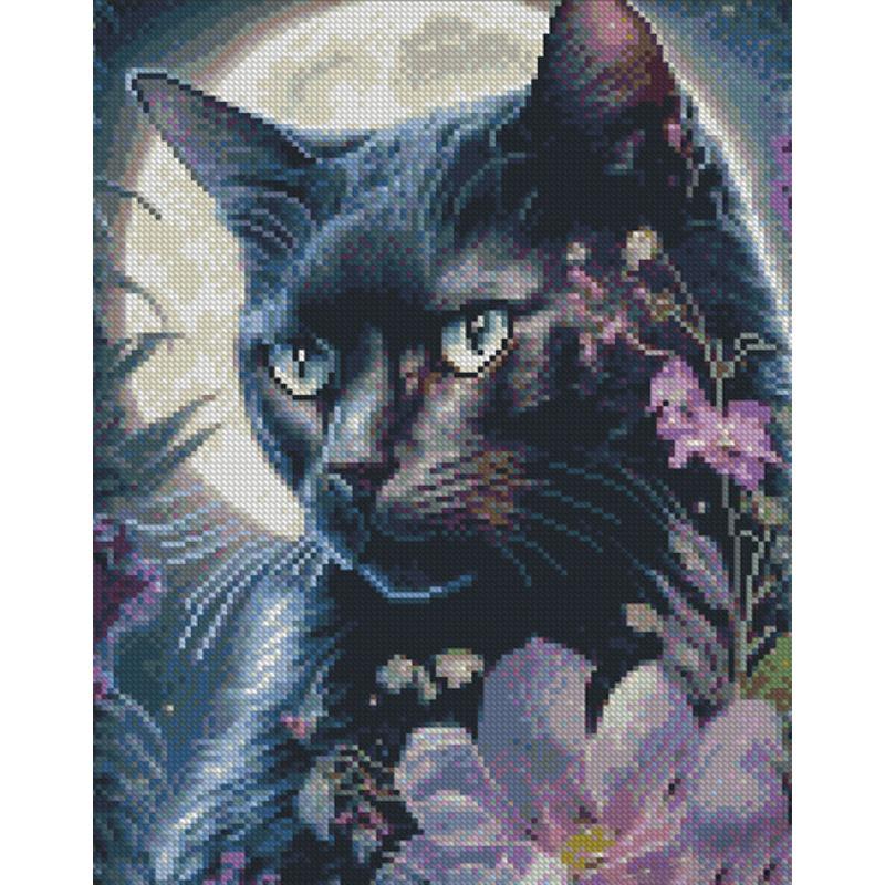 Алмазная мозаика Strateg Премиум Лунный котик 30х40 см (Str-KB046)