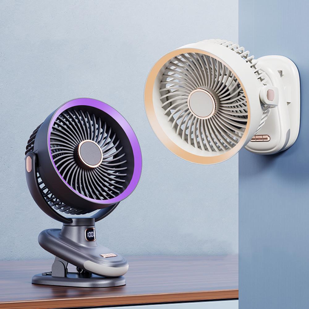 Вентилятор портативний настільний S6 3в1 2400mAh на прищіпці/з дисплеєм/з вбудованим акумулятором Grey ( S6 3in1) - фото 15