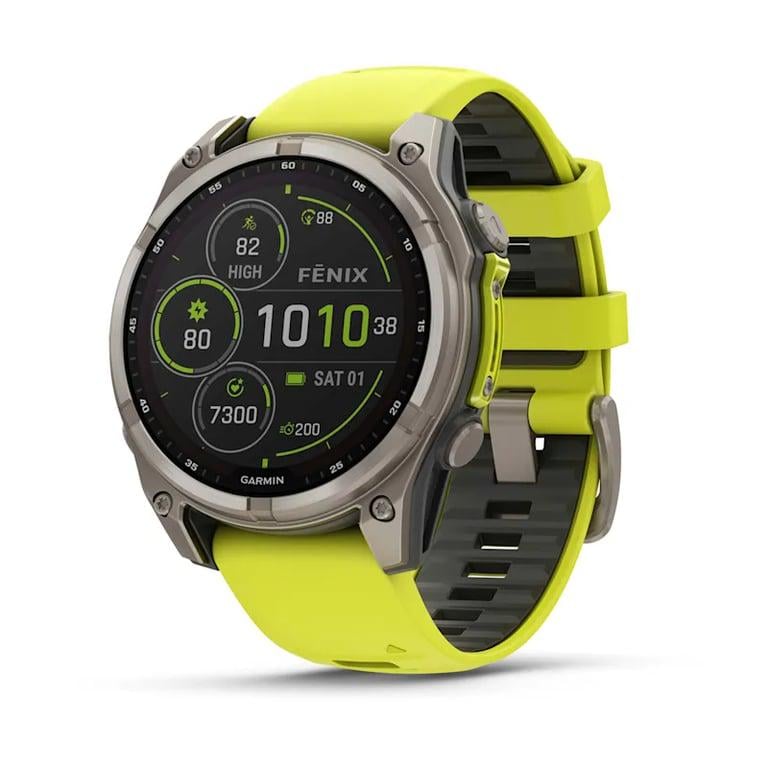 Смарт-годинник Garmin Fenix 8 47 мм Solar Sapphire Titanium with Amp Yellow/Graphite Silicone Band (010-02906-20/21)