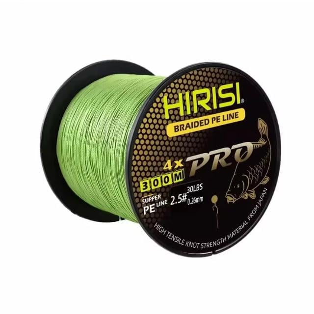 Нить плетеная Hirisi четырехжильный шнур для рыбалки 300 м 0,40 мм Зеленый