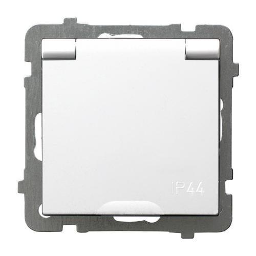 Розетка одинарная Ospel Inox Sonata с заземлением и шторками без рамки Стальной (29319360)