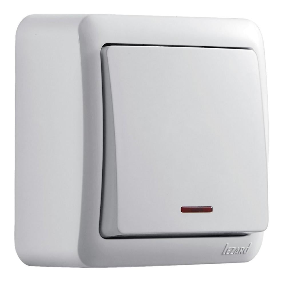 Выключатель Lezard Viola 1-клавишный с подсветкой Белый (7510200111)