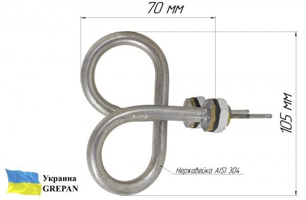 Тен Grepan Метелик 1000W 220V 80x105 мм нержавіюча сталь (chai05) - фото 6