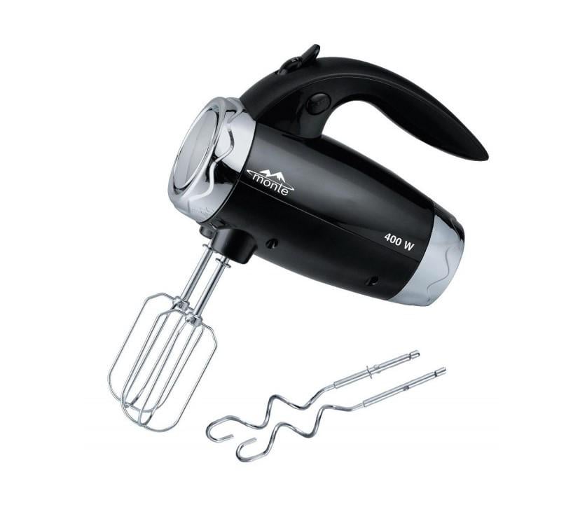 Міксер Monte насадки для тесту 5 швидкостей 400 Вт Чорний