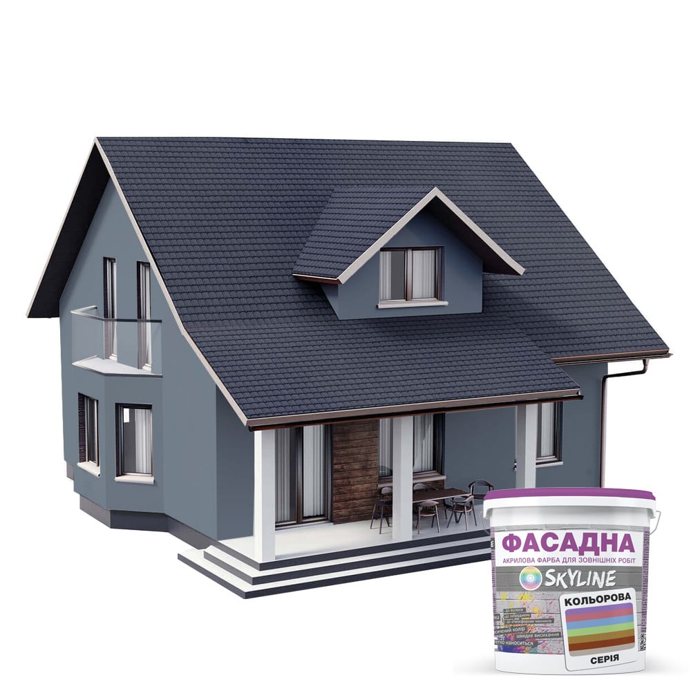 Фарба акрил-латексна фасадна Skyline 3020-R90B 3 л Бусий (650c0cd24bc23147a0718b54) - фото 3