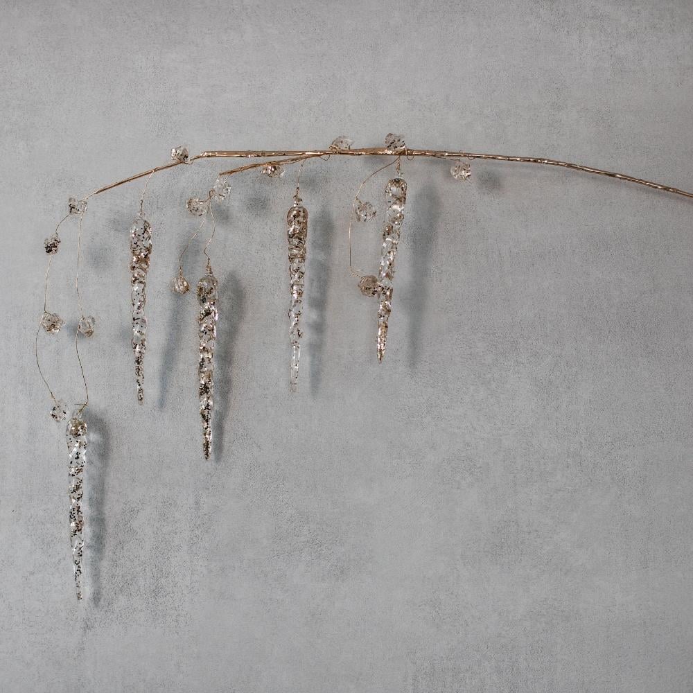 Веточка новогодняя Золотые сосульки 57 см (9155-008)