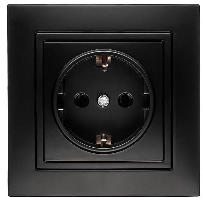 Розетка одноместная с заземлением MARSHEL ELEGANT RS16-379 Black