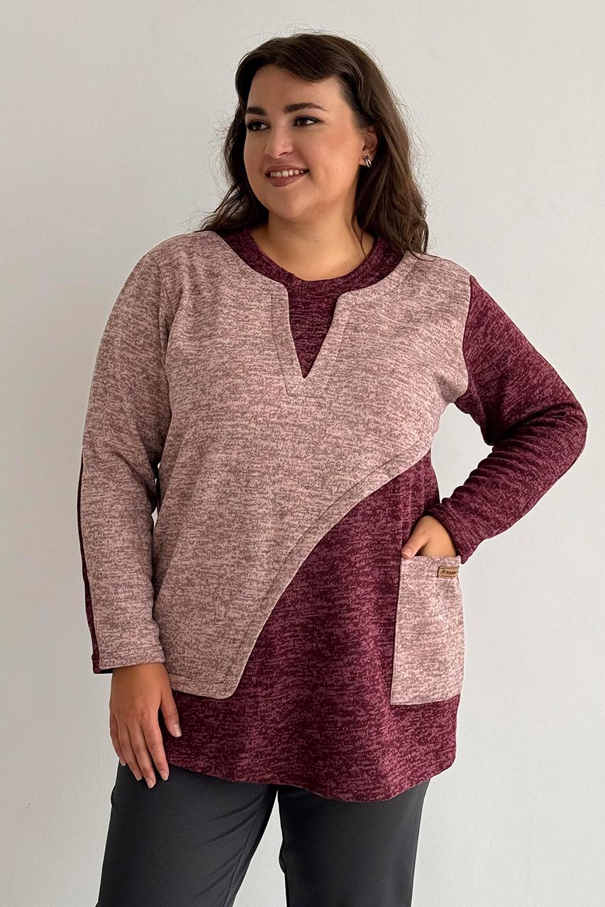 Туника женская PANNI Женя утепленная флисом р. 60-62 Бордовый (Р2508252289)
