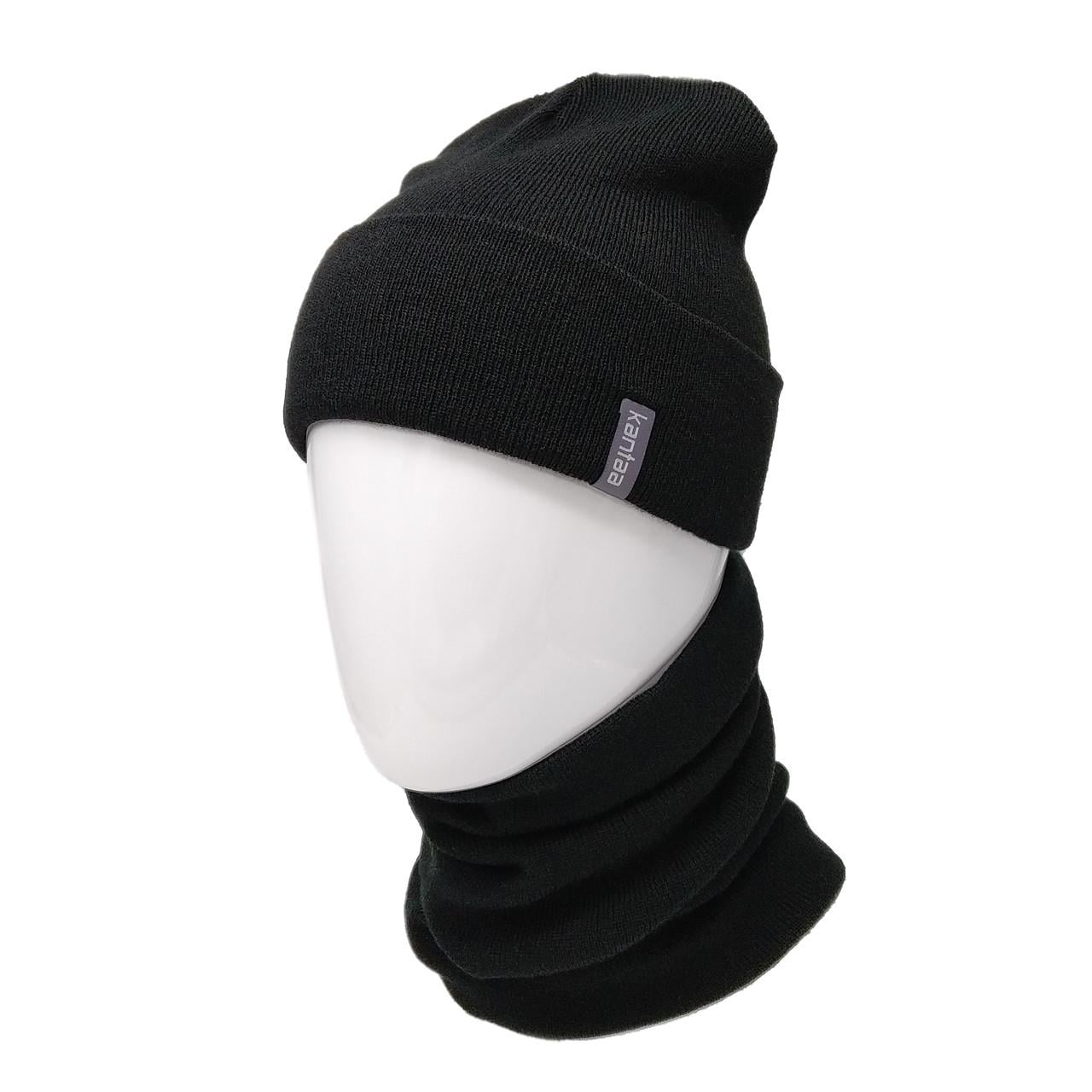 Вязаная шапка с Buff-снудом КАНТА унисекс размер 50-60 Черный (OC-062)