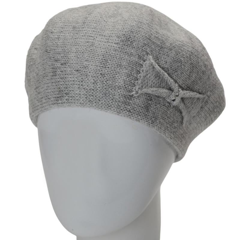 Берет жіночий Lirus КСЮША осінній подвійний з візерунком збоку one size Світло-сірий (282686) - фото 1