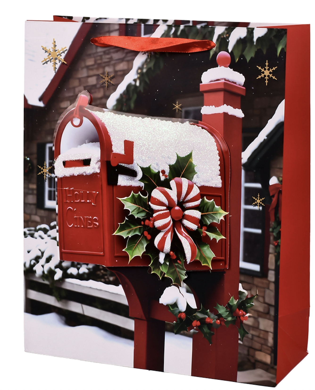 Пакет новогодний бумажный Christmas decor 3D M 26х32х10 см (R33704-M)