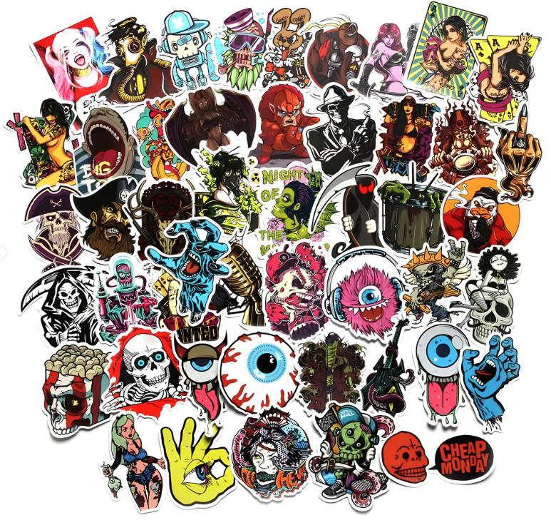 Набор наклеек Фильмы ужасов для гаджета/телефона/авто 50 шт. (10094)