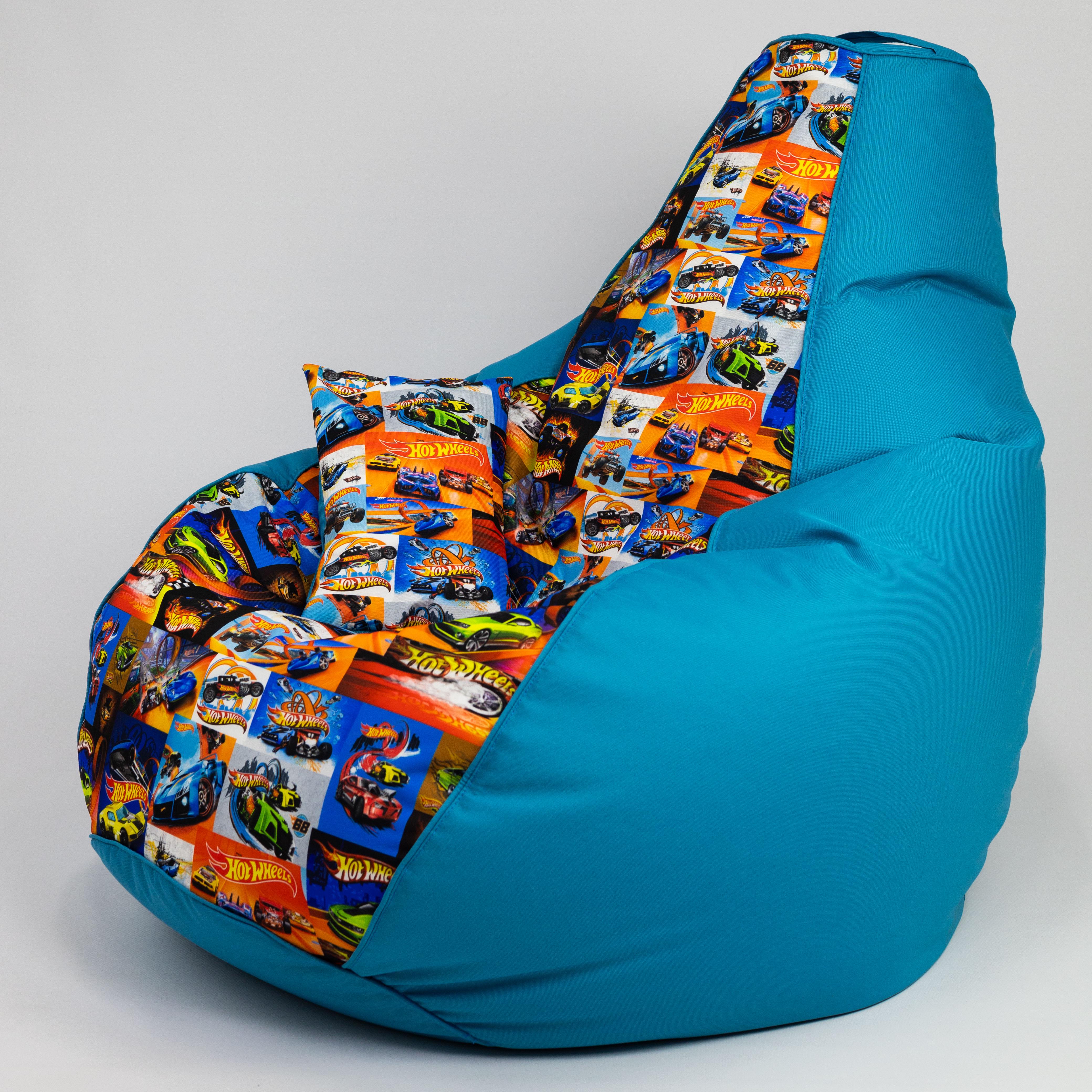 Бескаркасное кресло-мешок и подушечка Flex Oksford Hot Wheels ХXL 140х100 см с кантиком (100032)