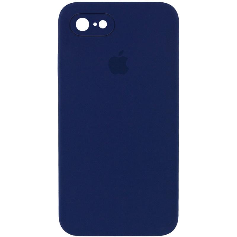 Противоударный чехол Silicone Case Square Full Camera Protective (AA) для Apple iPhone 7 / 8 / SE (2020) (4.7") Темно-синий / Midnight blue
