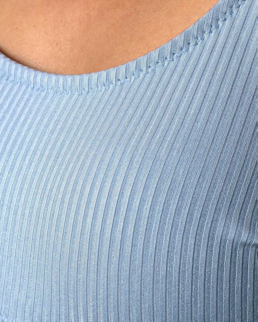 Купальник роздільний жіночий рубчик топ із плавками танга 3XL Блакитний (1873445276) - фото 5