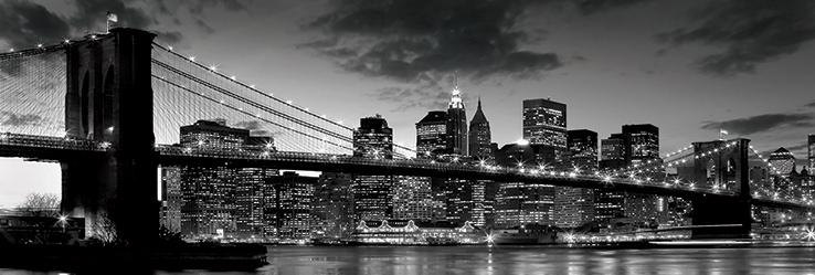 Постер плакат Бруклинский Мост В Сумерках/Brooklyn Bridge at Dusk 30x91,5 см