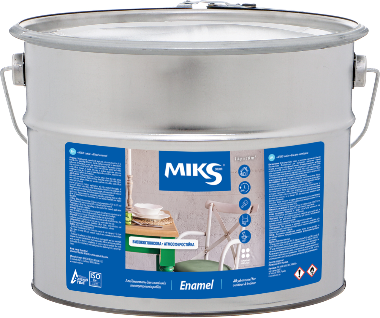 Эмаль алкидная MIKS Color 12 кг Черный матовый (2493674104) - фото 1 Эмаль алкидная MIKS Color 12 кг Черный матовый (2493674104) - фото 1