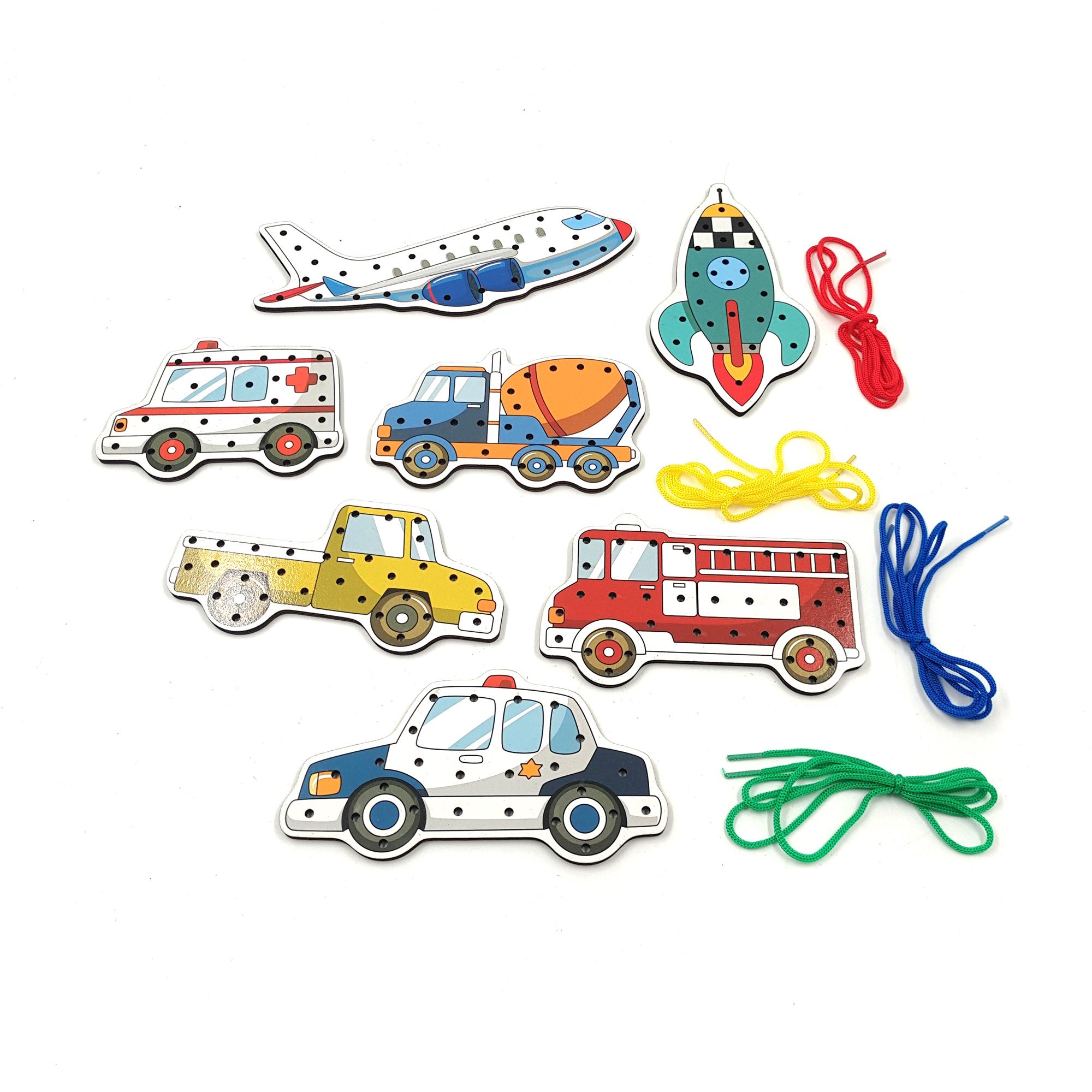 Игрушка развивающая Jia Yue Toys Шнуровка Транспорт деревянная 15 см 7 фигурок 4 шнурка Разноцветный (119939) Игрушка развивающая Jia Yue Toys Шнуровка Транспорт деревянная 15 см 7 фигурок 4 шнурка Разноцветный (119939)
