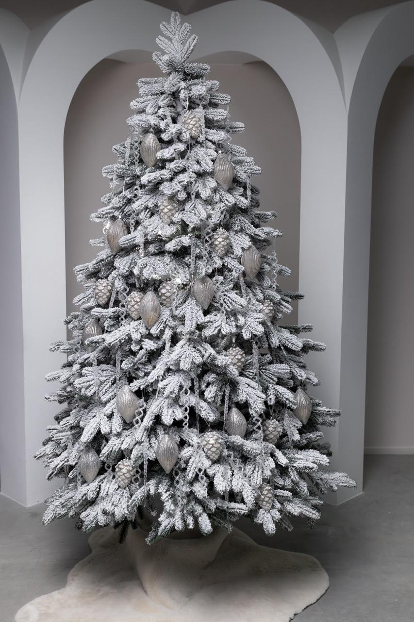 Ялинка штучна лита АНДОРА засніжена з металевою підставкою на 30% пишніша Зелена 1,82 м (28139015)