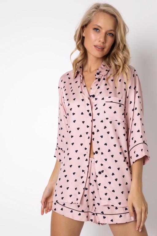 Піжама жіноча Aruelle сорочка і шорти XL Рожевий (Lauren-short)