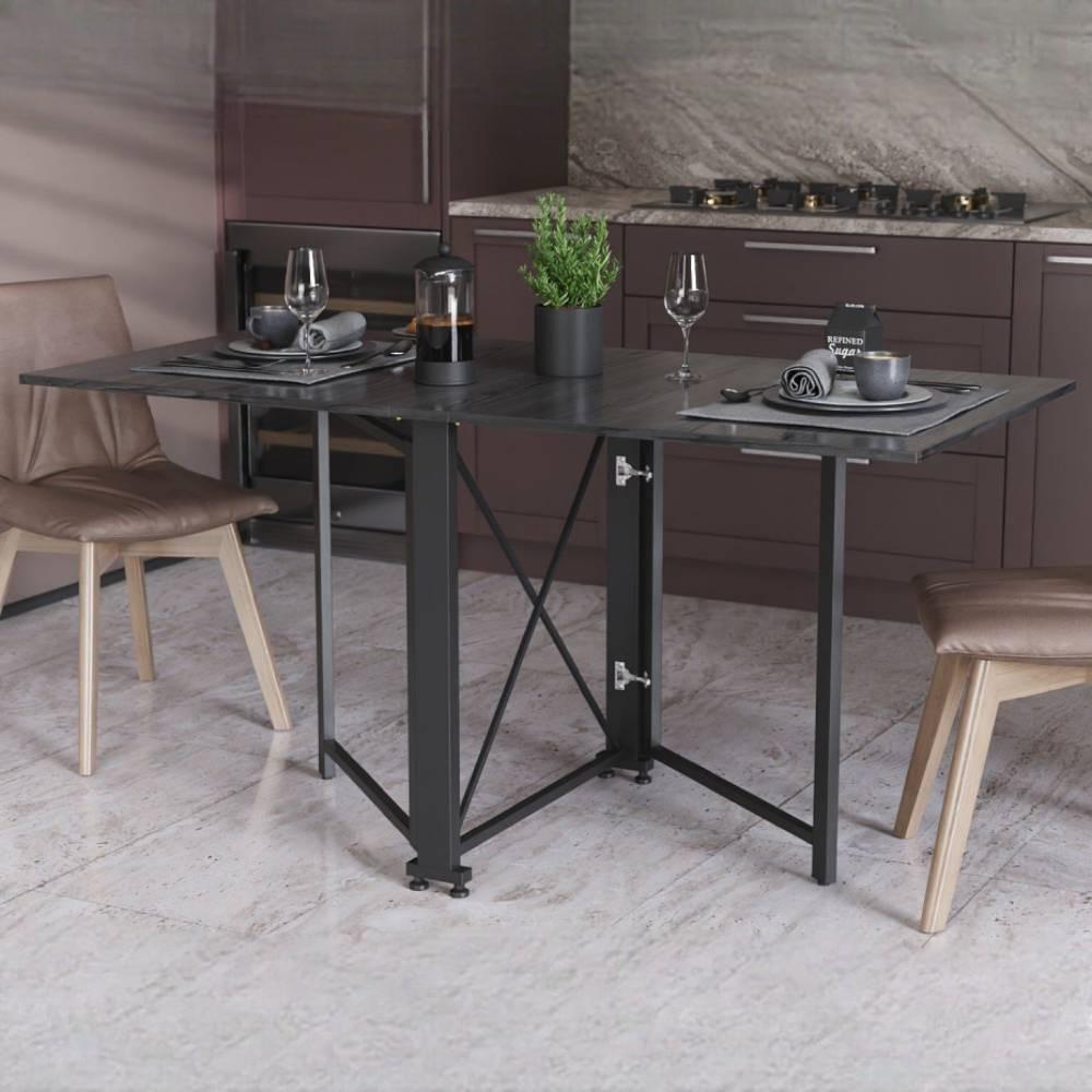 Стіл-книжка трансформер Ferrum-decor Оріон 2 метал/ДСП 16 мм 750x1520x730 мм Чорний/Сосна Кембра (FRD-104585)